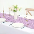Runner da tavola in garza viola lavanda stropicciata per decorazione di nozze e feste - 90*300 / Viola chiaro