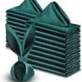 Dark green satin cloth napkins, elegant hotel table decor and glass wiping cloth set. - Dark Green