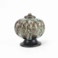 Ceramic pumpkin cabinet knob with metal base, antique bronze hardware for drawers and wardrobes. - TCL859 / Blue