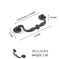 Antique bronze zinc alloy drawer pull handle with dimensions and 100mm hole spacing - Wave Curve Handle (LS2241)