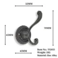 Vintage European style zinc alloy wall hook in bronze finish for clothes and hats - S-Shaped Embossed Style (YG055)