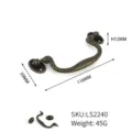 Vintage zinc alloy drawer pull handle in bronze finish for cabinets, 116mm length - Classic Carved Handle (LS2240)