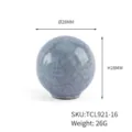 Detailed close-up of a light blue crackle ceramic round cabinet knob with 28mm dimensions - Blue Crackle (TCL921-16)
