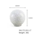 Close-up view of a cracked ceramic ball cabinet knob with 28mm diameter and height labels - White Crackle (TCL921-17)