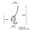 Retro zinc alloy wall hook with dimensions 42x84mm in matte silver finish - Silver Double Hook Style (YG110-6)