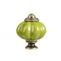 Pomello per cassetto in ceramica verde a zucca con base in metallo bronzo antico per mobili. - Verde erba chiaro 258
