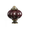 Pomello per mobili in ceramica a zucca rosso scuro con base in metallo bronzato, foro singolo. - Viola scuro 348