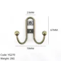 Antique bronze double robe hook made of rustproof zinc alloy, 70mm x 67mm size info - YG270