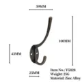 Antique European style zinc alloy wall hook in bronze finish for hanging coats and hats - Dual-Branch Hook Style (YG028)