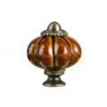Bellissimo pomello per mobili a zucca in ceramica ambrata con base metallica bronzata. - Marrone caffè 106