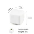 Modern minimalist white ceramic cube knob for kitchen cabinets and drawers, 24mm dimensions - Hidden Base (TCL976-1) / White