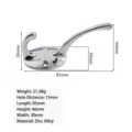 Chrome zinc alloy coat hook with dimensions and weight specifications - Polished Silver Double Hook (YG110-1)
