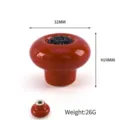 Red petal-shaped ceramic cabinet knob with 32mm diameter, 24mm height, 26g weight - Round TCL964-2-1
