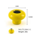Yellow petal ceramic drawer knob cabinet handle with dimension markings - Round TCL964-3-1