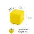 Modern yellow ceramic cube drawer knob 24mm single hole pull handle for cabinet hardware - Hidden Base (TCL976-3) / Yellow
