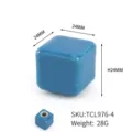 Modern blue ceramic cube drawer handle, 24mm minimalist single hole cabinet knob - Hidden Base (TCL976-4)