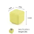 Modern yellow ceramic cube cabinet knob 24x24mm single hole furniture drawer handle - Hidden Base (TCL976-5)