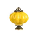Pomello per mobili in ceramica gialla a zucca con base bronzo, elegante maniglia per cassetti. - Giallo oro 257 (più venduti)