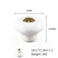 White ceramic drawer knob with decorative petal bronze detail 32mm diameter furniture handle - Round TCL964-1-2