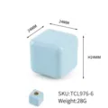 Modern minimalist light blue square ceramic pull knob for cabinets and furniture drawers - Hidden Base (TCL976-6)
