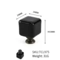 Modern minimalist black square ceramic cabinet knob with bronze base and dimensions 24mm x 33mm - Heightened Base (TCL975)