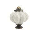 Pomello per mobili zucca in ceramica con ferramenta in bronzo antico, tirante per cassetti. - (Più venduto) Bianco antico 150