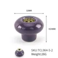Elegant purple ceramic furniture knob featuring a vintage gold flower pattern 32mm diameter - Round TCL964-5-2
