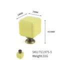 Yellow ceramic square cabinet knob with antique bronze base 24x33mm - Heightened Base (TCL975-5)
