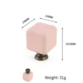 Modern pink square ceramic cabinet knob with antique brass base and 24mm dimensions - Heightened Base (TCL975-7)