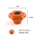 Orange petal-shaped ceramic cabinet knob with 37mm width and 30g weight - Flower Shape TCL965-5+JS093
