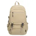 Großkapazitäts-Freizeitrucksack für Studenten in Beige Khaki mit stilvollen Schnallen - Khaki