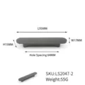 Modern dark grey zinc alloy furniture handle, 95mm length with 64mm hole spacing. - Bar Handle (LS2047-2) / LS2047-2 / Matte Deep Grey