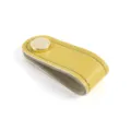 Moderner senfgelber Leder-Schubladengriff mit poliertem Goldmetallknopf für Schränke - Einloch (LS1725-9) / Gelb