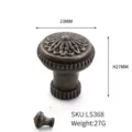 Retro zinc alloy cabinet knob drawer handle with antique bronze floral pattern 23x27mm - Diameter 23mm Height 27mm