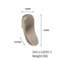 Tirador de mueble moderno en aleación de zinc cepillado curva, altura 55mm y peso 26g - Estilo de Arco de Pulgar (LS2005-3) / Instalación de un solo orificio / Gris metalizado