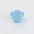 Blauwe keramische roos bloem kast knop leuke lade handgreep voor kindermeubels decor - TCL281-1 diameter 34 mm