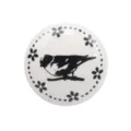Round white ceramic drawer knob featuring a vintage black bird and floral pattern design - Swallow Style (TCL813-6)