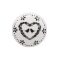 Round white ceramic furniture knob featuring black bird and floral heart pattern - Double Swallows Style (TCL855)