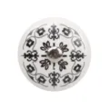 Elegant vintage floral ceramic drawer knob pull with black and white mandala pattern - Flower Vine Style (TCL440-9)