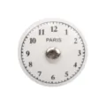 White ceramic drawer knob with vintage clock face design and Paris text for cabinets - Number Dial Style (TCL441-9)