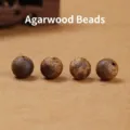 Four natural agarwood round beads for DIY jewelry making and bracelet accessories - 6mm / Agarwood (Single Bead)