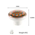 Round bohemian ceramic drawer knob featuring a vibrant mandala pattern on a white base - Bohemian Mandala Pattern (TCL936-4)
