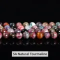 Hochwertige 6mm natürliche Pflaumenblüten-Turmalin-Rundperlen für DIY-Schmuck - 5A Natürlicher Mehrfarbiger Turmalin / 4mm ca. 90 Stk.