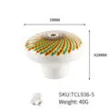 Bohemian round ceramic cabinet drawer knob pull with colorful geometric pattern 39mm - Bohemian Mandala Pattern (TCL936-5)