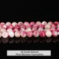 Hochwertige 6mm natürliche rosa Pflaumen-Turmalin-Perlen für die Schmuckherstellung - 3A Natürlicher Pflaumenblüten-Turmalin / 8mm ca. 47 Stk.