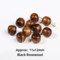 Hochwertige schwarze Palisander-Holzperlen 11x12mm für DIY-Armband Schmuckherstellung - Schwarzes Rosenholz Tonnenperlen / Ca. 11x12mm / Schwarzes Rosenholz