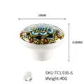 Vintage Bohemian style ceramic round cabinet knob with colorful mandala pattern, 39mm - Bohemian Mandala Pattern (TCL936-6)