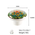 Bohemian style round ceramic drawer knob with colorful floral pattern 39mm - Bohemian Mandala Pattern (TCL936-7)