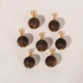 Hoogwaardige 15 mm natuurlijke ademhout ronde kralen hangers met gouden bails voor DIY sieraden - S925 Zilveren Hainan Kynam Agarhout Ronde Kraal Fleskalebas-Kop (JDYMZ41)