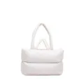 Minimalist white quilted space cotton tote bag with soft puffy shoulder straps for winter - One Size / White